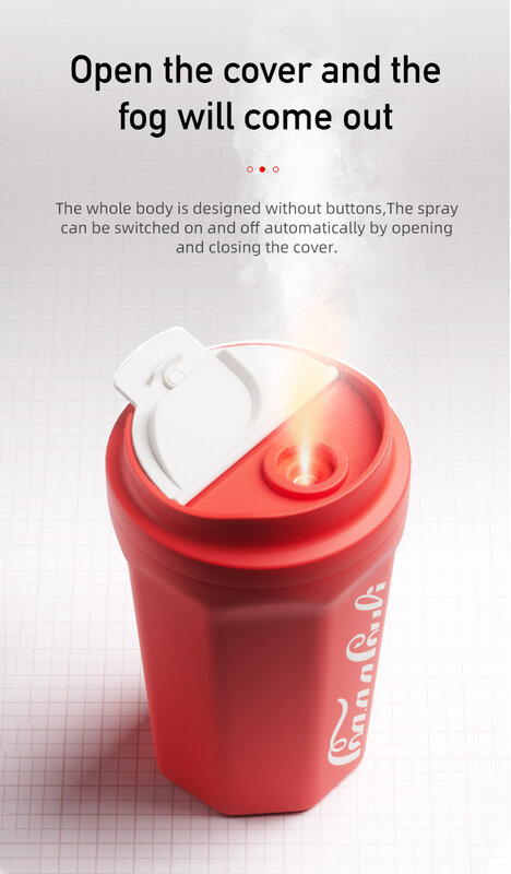 Креативный увлажнитель воздуха в виде чашки Cocas Cola, домашний, с USB-зарядкой, 400 мл, Автомобильный увлажнитель воздуха высокой емкости