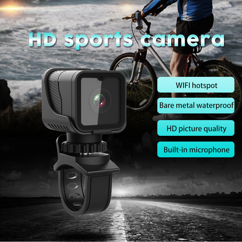 Mini caméra de sport portable haute définition, caméra étanche WiFi, enregistreur de conduite de moto et de vélo, point d'accès, 1080p