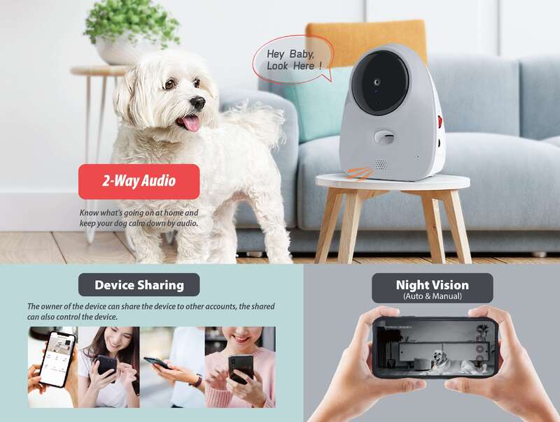 Alimentador de cámara para mascotas con visión nocturna, 1080P, HD, WiFi, dispensador de golosinas para perros, Robot compañero inteligente para mascotas