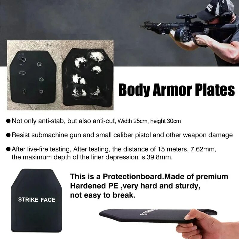 2 Piece 11*14 Inch Tactical NIJ Level IIIA PE Bullet Proof Plates Level 3A Bulletproof Board Backpack Armor Panel Body Armor