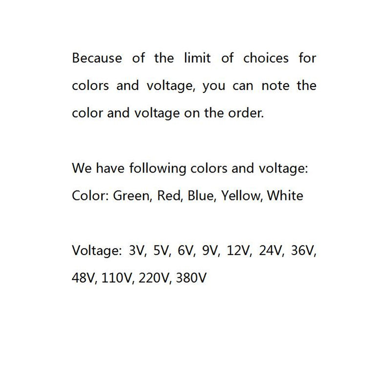 Лампа Водонепроницаемая 6 мм, 3 в, 5 В, 6 в, 9 В, 12 В, 24 В, 110 В, 220 В, красная, желтая, синяя, зеленая, белая