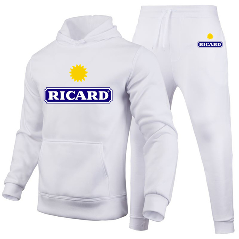 Ricard 남성용 맨투맨 및 바지 2 종 세트, 캐주얼 운동복 후드티, 가을 및 겨울 신상 운동복, 세트 인기