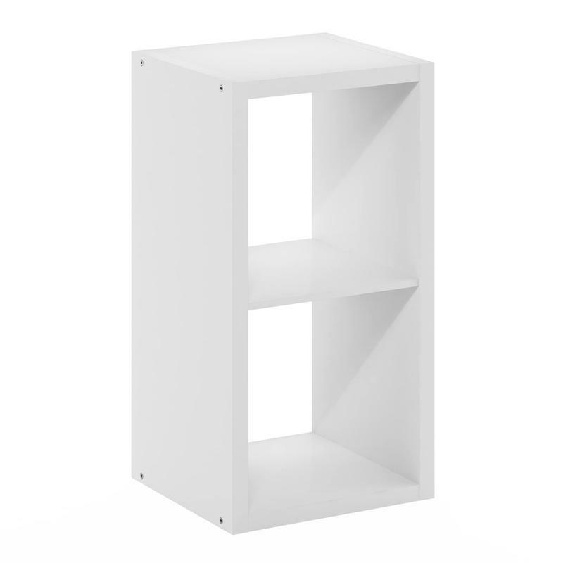 Furinno-cubo de almacenamiento decorativo con espalda abierta, organizador de 3 cubitos, 2 cubos, blanco