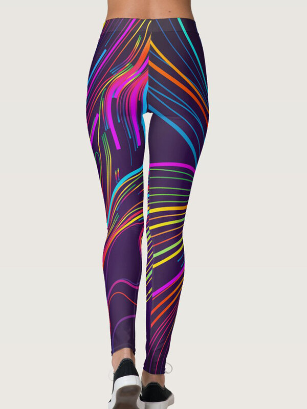 Leggings de sport à imprimé numérique pour femmes, pantalon crayon, long, serré, entraînement athlétique, fitness, fjRunning