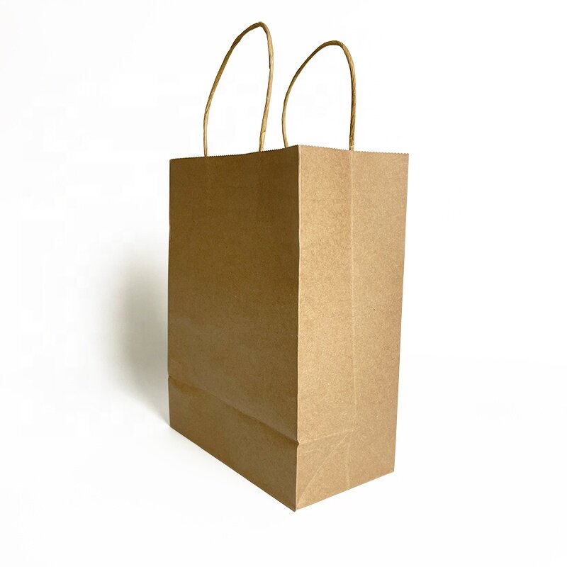 クラフトホワイトペーパーバッグ,茶色のハンドル,カスタム印刷されたロゴ,食品,ランニング,カスタマイズされた製品