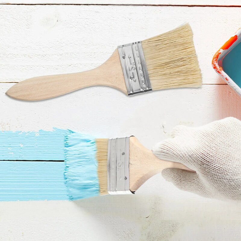 Espessamento de madeira Handle Paint Brush, Decorações de casa para casa, Manteiga Misturada Pintura De Seda, 10 Pcs