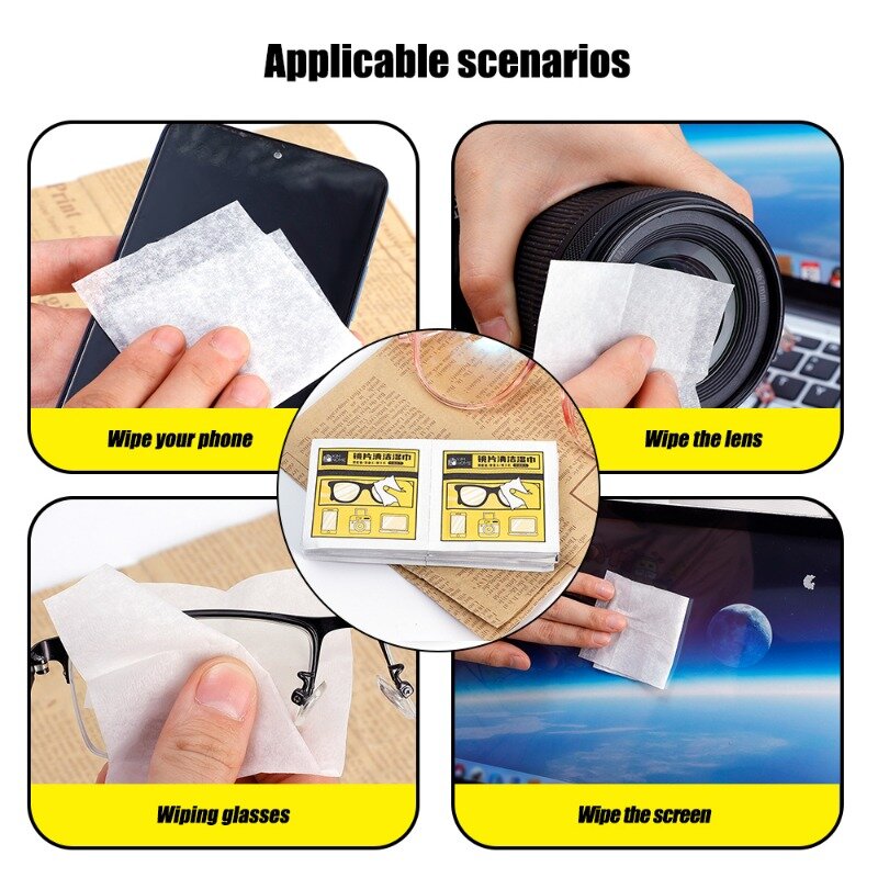 100/10Pcs Disposable Anti-fog Glasses Wipes Non-alcohol Wipes Cleaning Lens Wipe Mobile Phone Screen Lens Anti-fog Glasses Wipes
