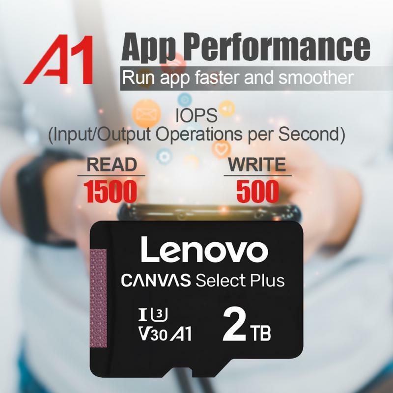 Lenovo-Mini Cartões de Memória com Adaptador, Grande Capacidade, Micro TF, Cartão SD, Tamanho Grande, Câmera, Telefone, 2TB, 256GB, 128GB