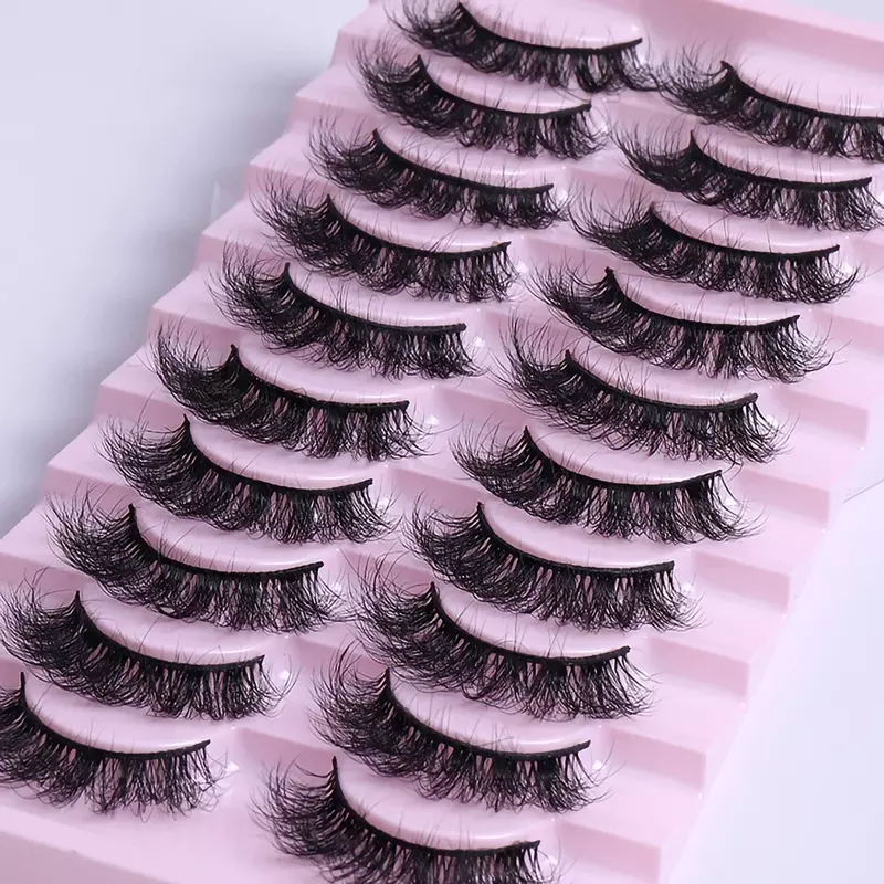 10 Pairs Fluffy Russian Strip Lashes 3D Fake Lashes Makeup Messy False Eyelashes Fluffy Thick Lashes