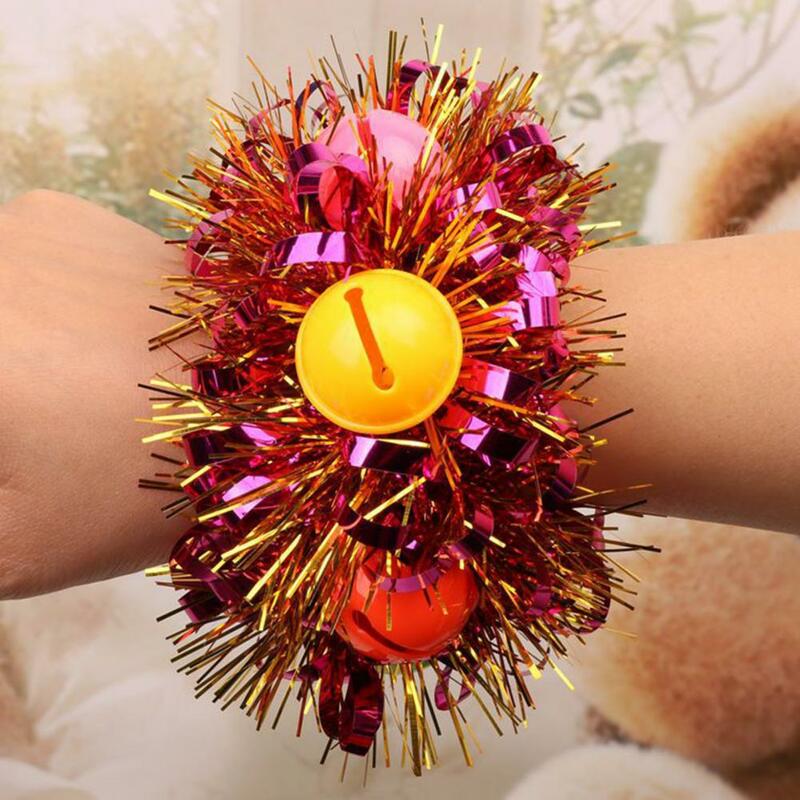 Plastic Charm Bracelet Wrist Flower Bracelet Colorful Kids Dance Wrist Flower Bell with Heart for Children for Performance