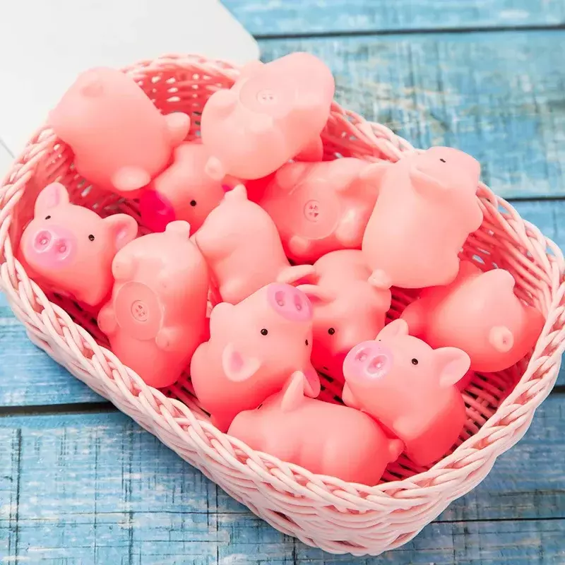 귀여운 돼지 목욕 장난감, 물에 뜨는 소리, 물수영 놀이, 목욕, 부드러운 고무 돼지 짜기 장난감, 아기 만화