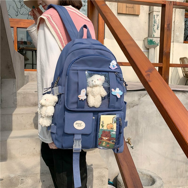 Mochila escolar japonesa para chicas adolescentes, Kawaii con múltiples bolsillos morral, Harajuku, 2022