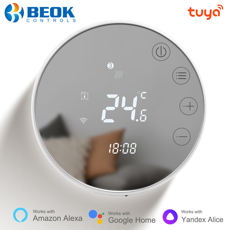 Beok – Thermostat Wifi intelligent Tuya, chaudière à gaz, chauffage au sol, thermorégulé, écran tactile LCD, télécommande, pour Alice, Alexa