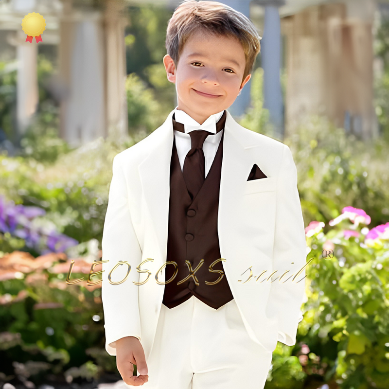 Boy's 2-Piece Tailcoat Suit - Mandarin Collar Jacket, Trousers, Ages 3-16, Ideal for Wedding and Formal Occasions. Customizable