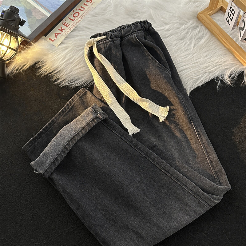 2023 New Men's Stretch Loose Jeans New Spring Fashion Casual Cotton Denim Fit Comfortable Widw Leg Pants Male Trousers C122