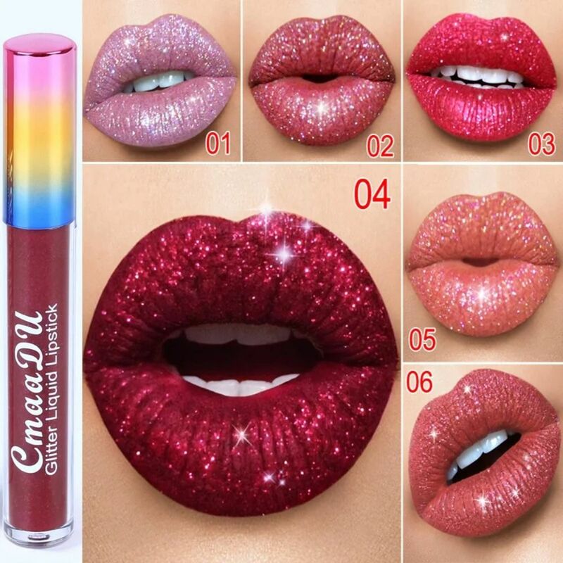 Lip Makeup Glitter Liquid Lipstick Long Lasting Diamond Glitter Pearl Color Metal Matte Sexy Shimmer Shiny Lip Gloss Girl