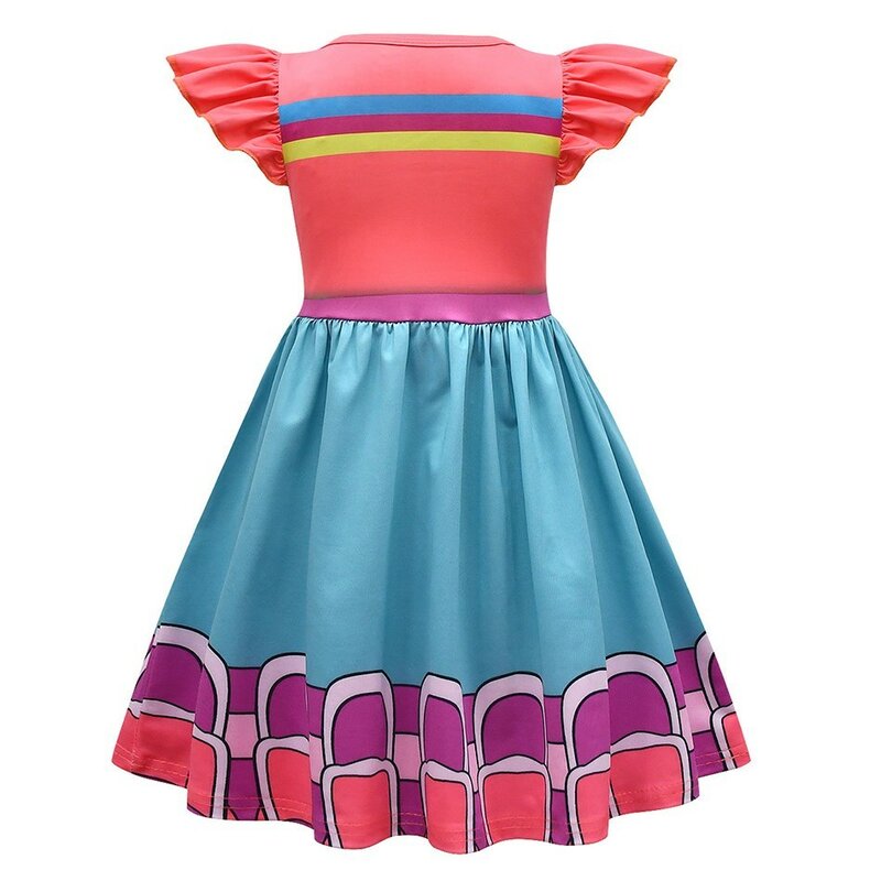 Girl Cartoon Animal Detective Team Rose Red Blue Dress Children's Party Cosplay Dress Summer Short Sleeved Dress 3-10 Years Old