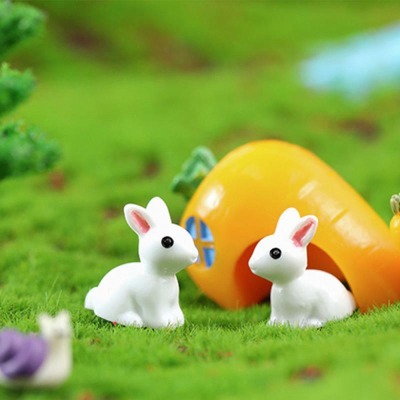 미니 송진 토끼 미니어처 피규어, 3D 작은 흰 토끼 장식, 마이크로 풍경 인형 집 장식, DIY 공예, 10-50 개