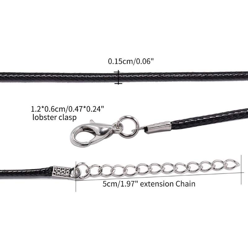 1 buah 45cm tali kulit kepang dapat diatur kabel lilin DIY buatan tangan kalung liontin Lobster gesper tali tali perhiasan rantai