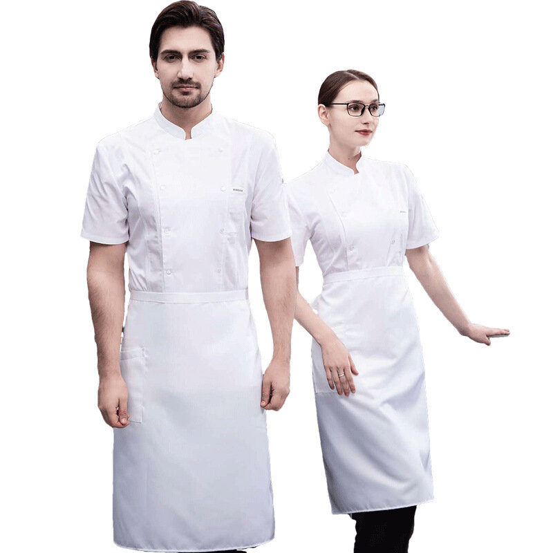 Chef Overalls Men's Chef Uniform Short Sleeve Thin Summer Breathable Summer Clothing Hotel Dining Kitchen Overalls