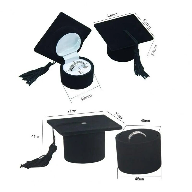 Portagioie custodia per anello per cappello da laurea con nappe tappo per laurea scatola per anello nuziale scatola regalo per esposizione di braccialetti per collana