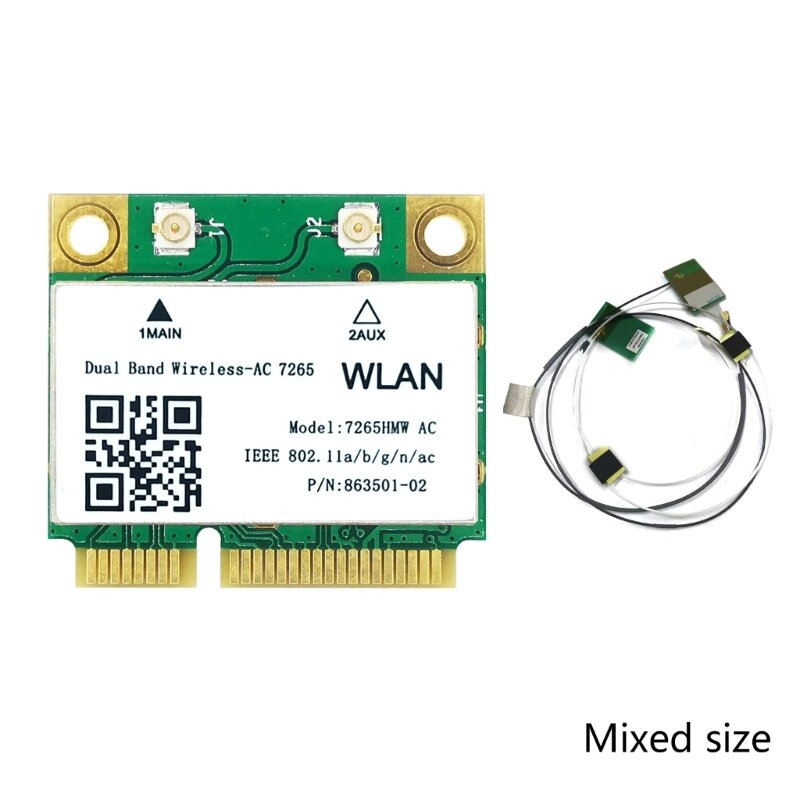듀얼 밴드 2.4G + 5G 와이파이 무선 미니 PCI-E 카드, 블루투스 호환 드롭쉽, 1200Mbps