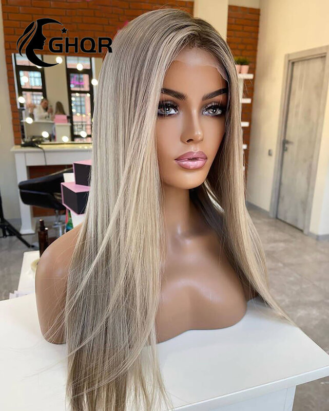 Highlight Lace Frontal Wig Human Hair 613 blonde colored Straight brown blonde Brazilian Hair Wigs For Women Hd Transparen lace