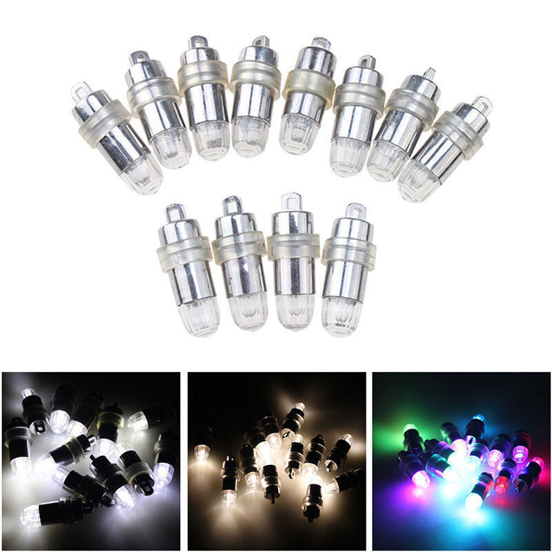 Mini luzes LED com baterias para balões, sem piscar, lanternas de papel, decoração floral do partido, impermeável, submersível, 10PCs
