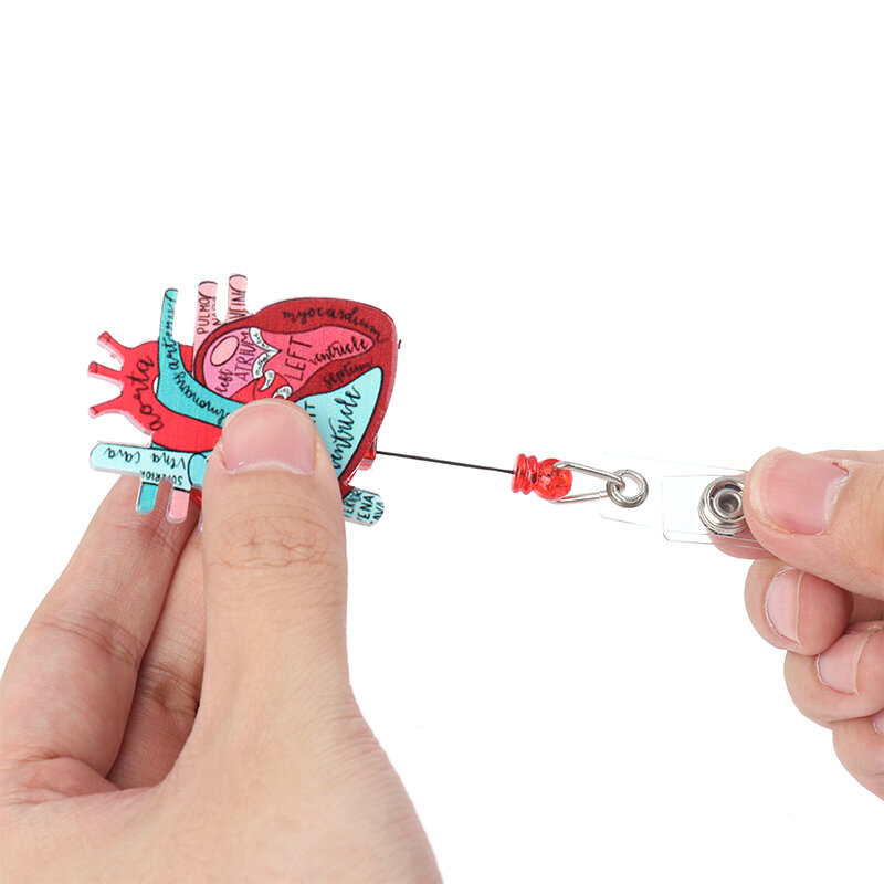 Anatomiczny Diagram serca chowany kołowrotek z plakietką, Monitor techniczny pielęgniarki plakietka identyfikacyjna telemetrycznej pokrowiec na karty pielęgniarki kardiologicznej,