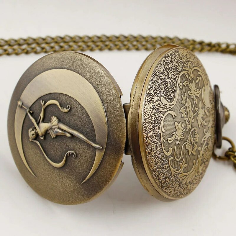 นาฬิกากระเป๋าควอตซ์อะนิเมะญี่ปุ่นลายการ์ตูนซากุระแฟชั่นจี้สร้อยสตรีดาวของขวัญสายโซ่ reloj de bolsillo