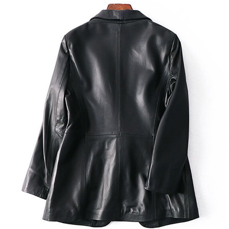 2023 Autumn New Black Thicken Warm Leather Coat Female Slim PU Turn-down Collar Leather Coat Women's Fashion Casual Leather Coat
