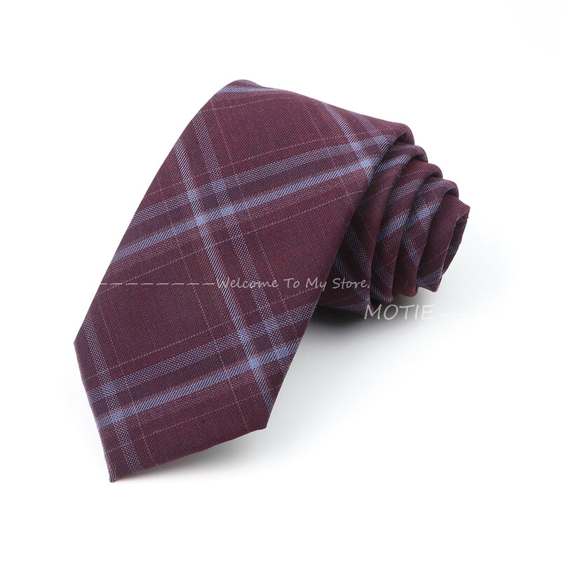 Gracefully Plaid Striped Wool Neckties Grey Burgundy Tie Cravat For Business Wedding Party Shirt Suit Collar Accessories Gifts