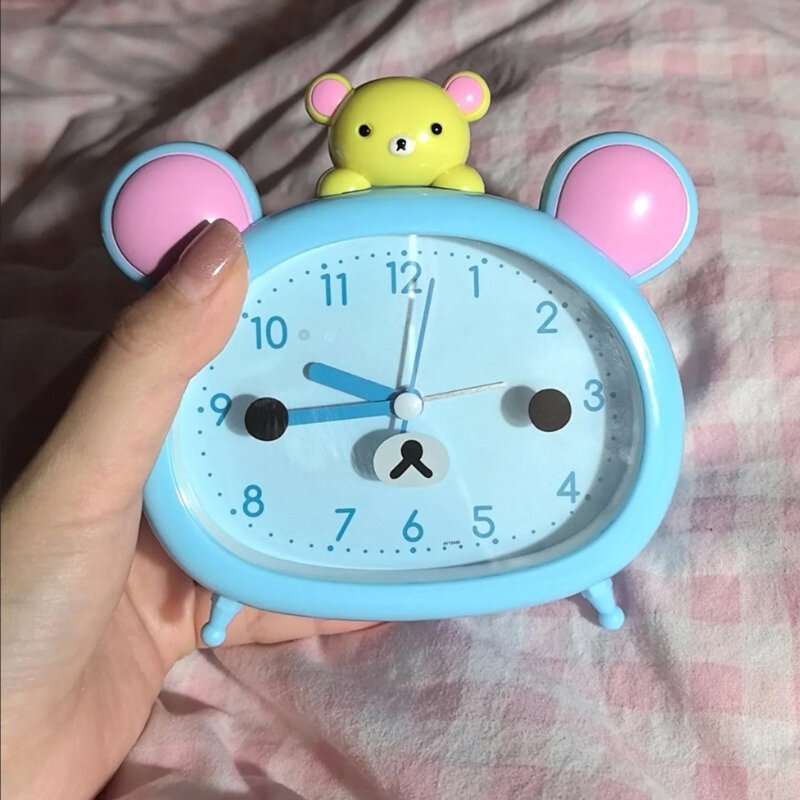 Cartoon Cute Rilakkuma Alarm Clock Bedside Clock With Night Light Children Cartoon Desktop Alarm Clock Houseware Home Decor Gift