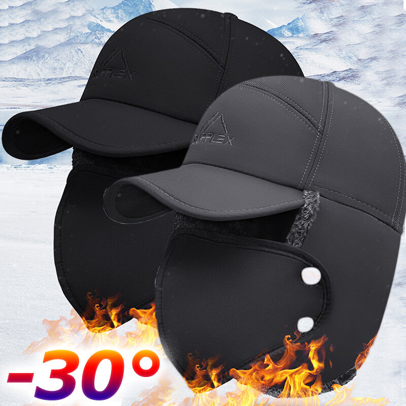 Outdoor Warm Faux Fur Winter Hats for Men's Women Ear Flap Cap Ski Mask Snowproof Ski Hats Thermal Soft Hats Windproof Cold Caps