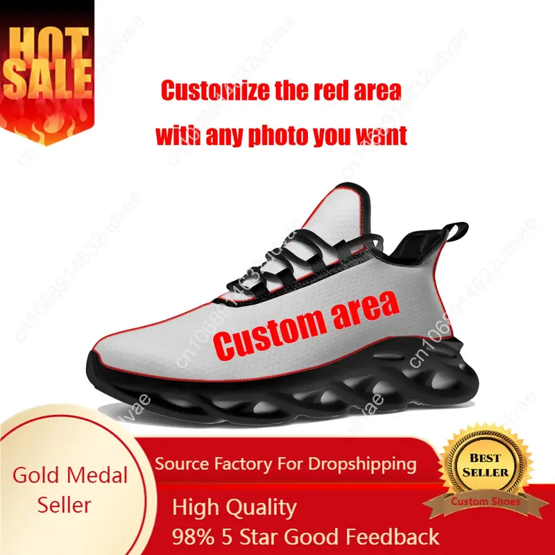 Zapatillas planas personalizadas para hombre y mujer, zapatos deportivos para correr de alta calidad, calzado de malla con cordones, hecho a medida