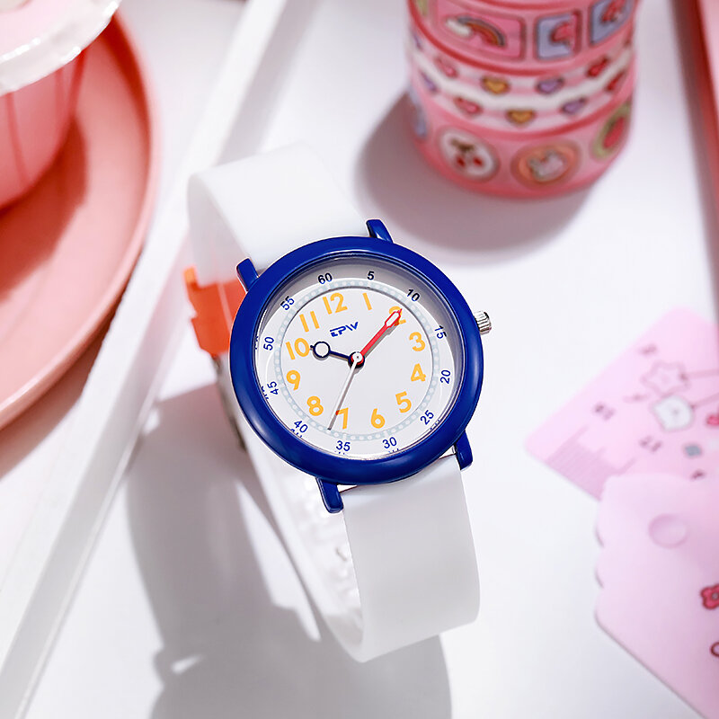 37 мм красочные циферблат милые часы для молодых девушек резиновый ремешок светящиеся руки