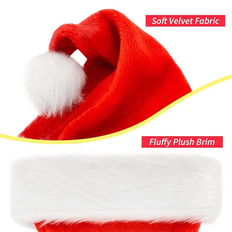 Christmas Santa Xmas Holiday Comfort Hat for Adults Kids Extra Thicken Classic Fur for Christmas New Year Festive Party Supplies