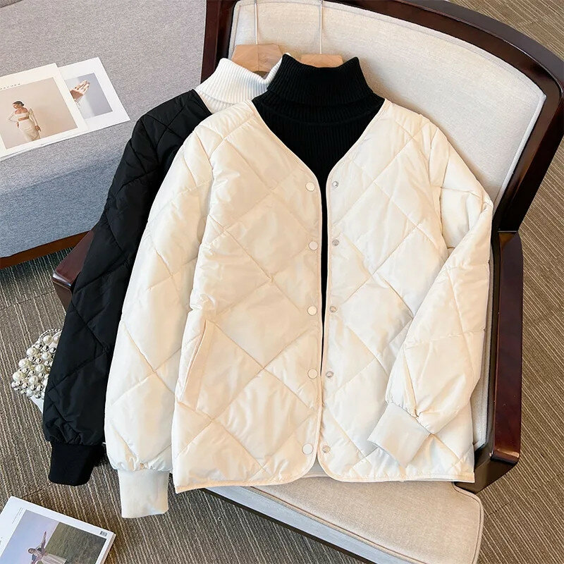 2023 autunno inverno nuova giacca donna piumino di cotone leggero caldo sciolto cotone imbottito giacca Casual nero capispalla femminile