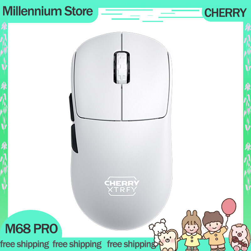 Cherry M68Pro Wireless Gamer Mouse, Ratos Paw3395, 2.4G, 8K Polling Rate, Leve, 26000DPI, 650IPS, Jogos, Presentes
