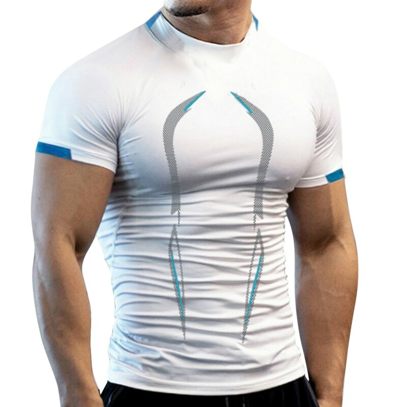 Nowa letnia oddychająca koszulka męska szybkoschnąca koszulka do biegania męska koszulka treningowa topy Fitness T-shirt do biegania