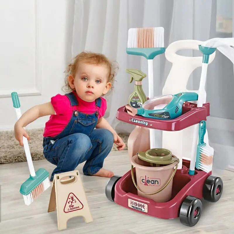 Детский инструмент для имитации уборки, набор для уборки дома, пылесоса, щетки, уборки, гигиенические игрушки, набор для мальчиков и девочек 3 +