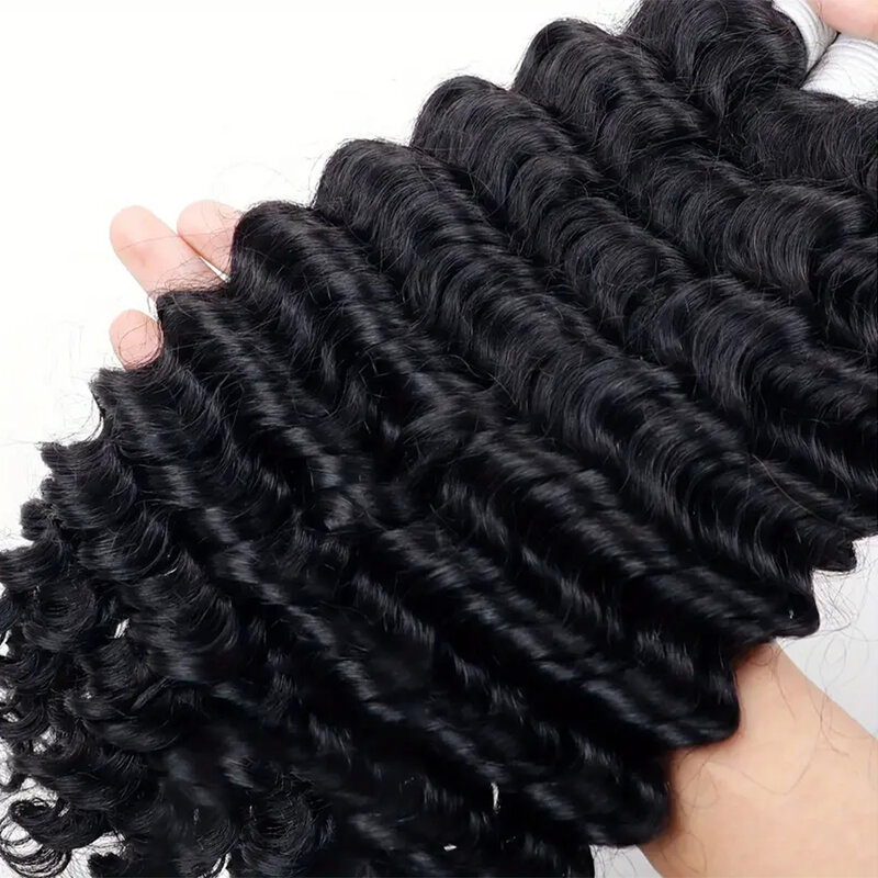 Extensions de Cheveux Brésiliens Naturels Remy Bouclés, Deep Wave, Qualité Salon, pour Tressage, Sans Trame, en Vrac