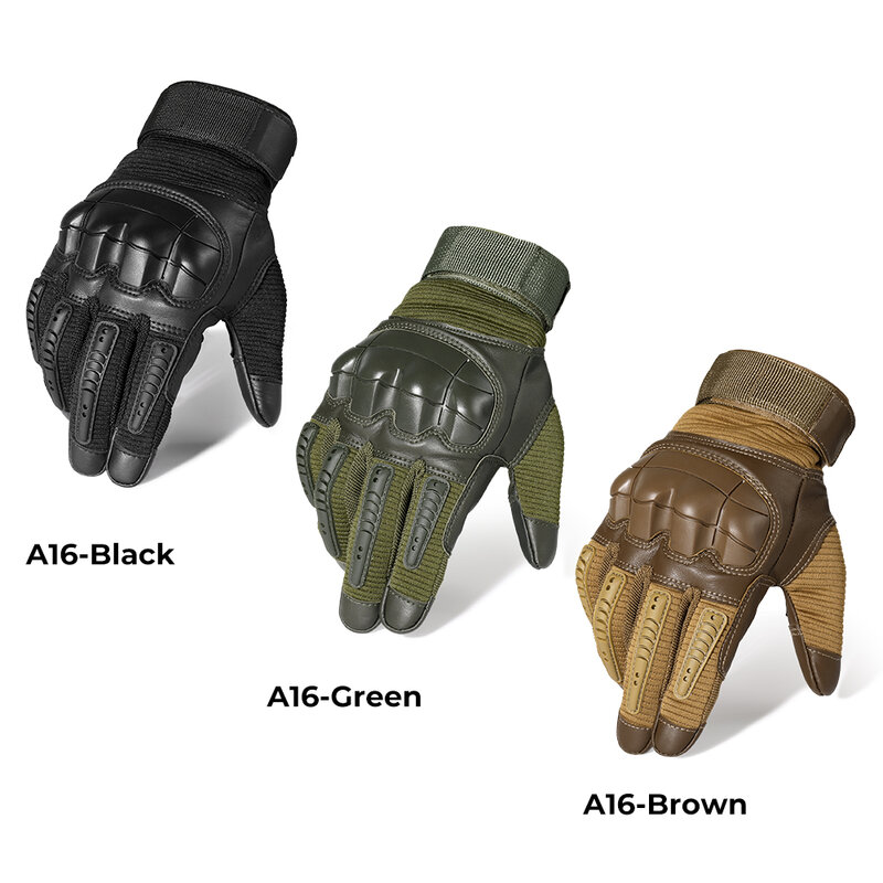 Guantes tácticos militares para pantalla táctil para hombre, guantes de dedo completo de cuero PU, Airsoft, Paintball, bicicleta, caza, senderismo, ciclismo