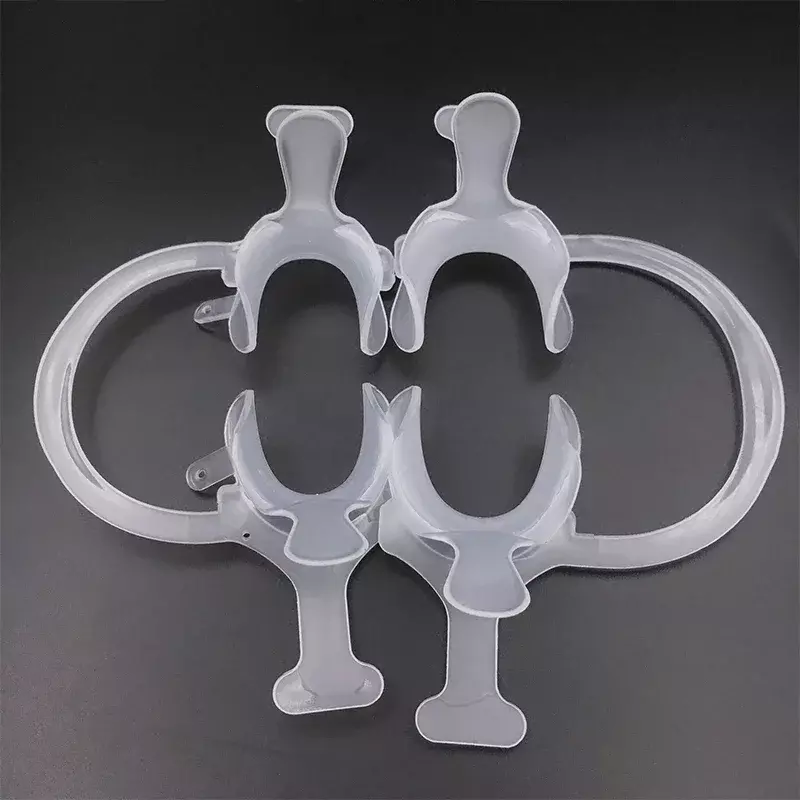 Dental Orthodontic C Type Mouth Opener Transparent Tooth Intraoral Lip Cheek Retractor with Handle Dentist Tool