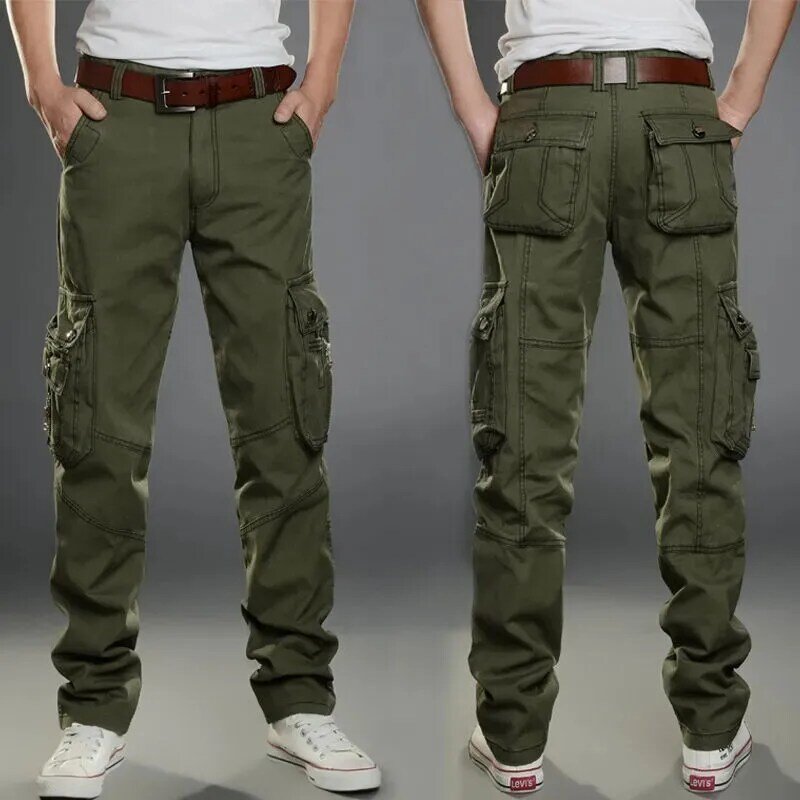 Celana Kasual Pria Banyak Saku Celana Kargo Jogger Taktis Militer Kaus Trekking Hiking Luar Ruangan Kaus Bawah Hip Hop Pria