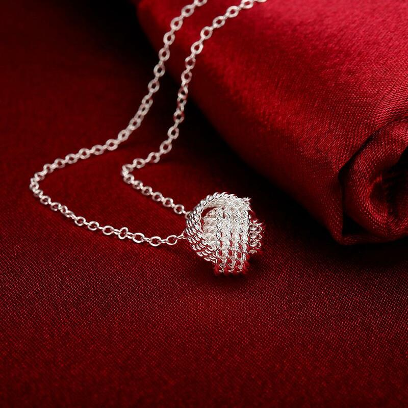 Modny Trend 925 srebrne ładne naszyjnik z kulkami kolczyki sztyfty dla kobiet zestawy biżuterii na imprezę akcesoria ślubne prezenty