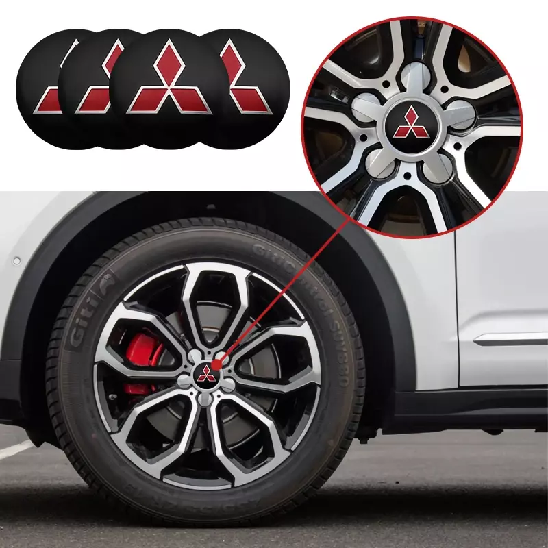 4PCS 56mm 60mm Car Wheel Center Hubcaps Emblem Sticker Auto Logo Decals For Mitsubishi RalliArt ASX Pajero Montero Lancer