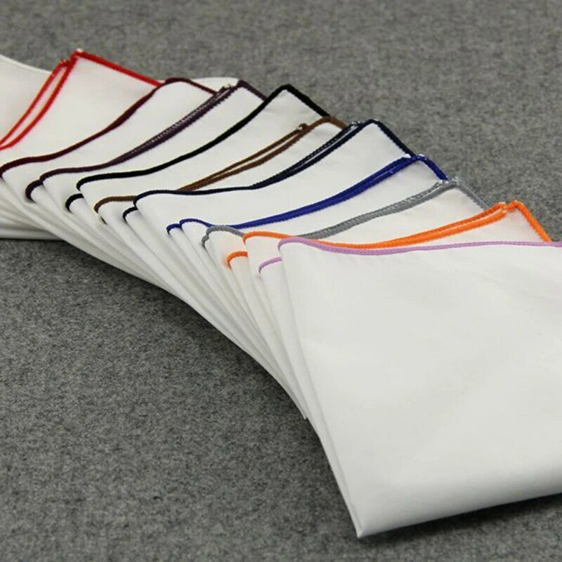 Классический однотонный хлопковый носовой платок 23 см * 23 см с цветными краями для мужчин искусственный деловой офис свадебный подарок аксессуары карманы квадратные