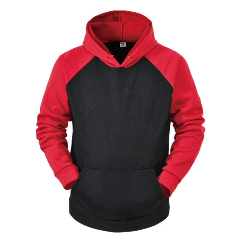 Men's Spring And Autumn Hooded Patchwork Sleeve Pocket Long Sleeved Tops Sweatshirts Loose Casual Color Blocking Male Hoodies