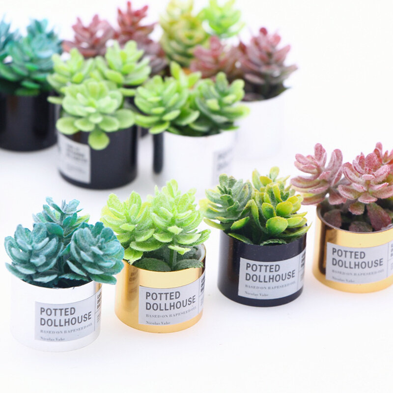 Doll House Accessories 1:12 Miniature Simulation Succulent Plants Potted Flowers Model Dollhouse Toys
